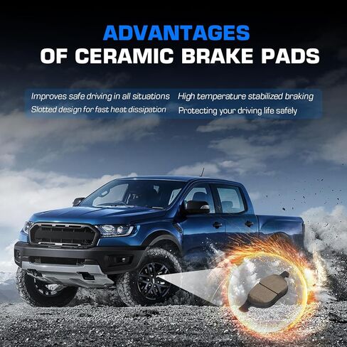 Front Rear Ceramic Disc Brake Pads Set for 2013-2016 Ford Escape FWD,for 2012-2018 Focus, for Mazda 3/5, for Volvo C30/C70/S40/V50 Select Models 8PCS(With Hardware) in Kuwait