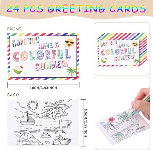 24 Pcs End of Year Student Gifts 6 in 1 Multicolor Ballpoint Pen Cards from Teacher 6 Colors Retractable Ballpoint Pens with Gift Cards for Office School Children Classroom Prizes in Kuwait