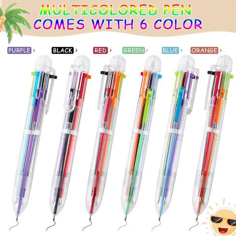 24 Pcs End of Year Student Gifts 6 in 1 Multicolor Ballpoint Pen Cards from Teacher 6 Colors Retractable Ballpoint Pens with Gift Cards for Office School Children Classroom Prizes in Kuwait