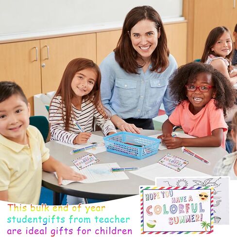 24 Pcs End of Year Student Gifts 6 in 1 Multicolor Ballpoint Pen Cards from Teacher 6 Colors Retractable Ballpoint Pens with Gift Cards for Office School Children Classroom Prizes in Kuwait
