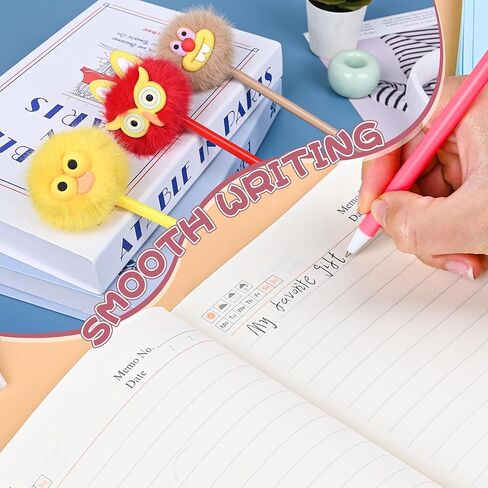 LiYiQ 24 قطعة قلم بوم بوم قلم رقيق أقلام ممتعة لطيفة أقلام Kawaii للفتيات حيوانات قطيفة ملونة لجوائز الفصول الدراسية واللوازم المكتبية in Kuwait