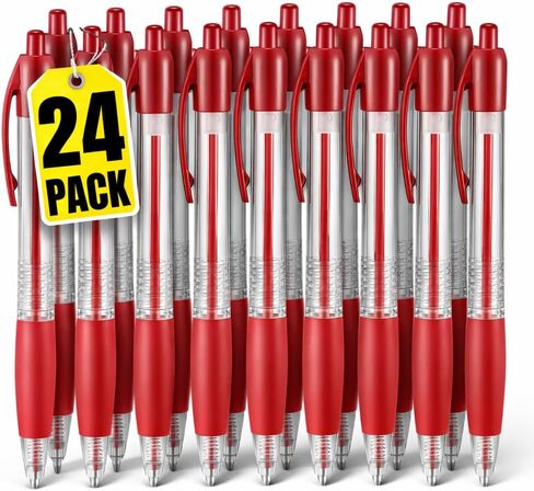 1InTheOffice Red Pens Ballpoint, Medium Point, Retractable, Red Ink, 24 Pack in Kuwait
