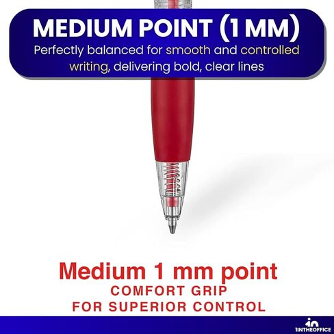 1InTheOffice Red Pens Ballpoint, Medium Point, Retractable, Red Ink, 24 Pack in Kuwait