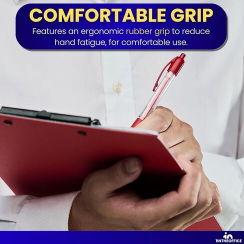 1InTheOffice Red Pens Ballpoint, Medium Point, Retractable, Red Ink, 24 Pack in Kuwait