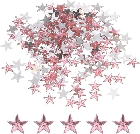 MECCANIXITY 200PCS Acrylic Star Rhinestone 8x8mm Flat Back Plastic Gems for Craft Bead Face Painting Costume Jewelry Making, White in Saudi Arabia