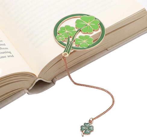 Circular Lucky Clover Metal Bookmark with Green Tassel - Brass Hollow Shamrock Page Divider - Graduation & Exam Luck Gift for Students, Writers, Teens & Book Clubs in Kuwait