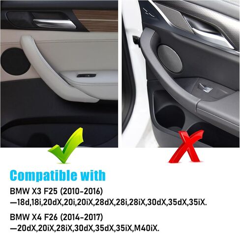 Jaronx Compatible with BMW X3 F25/X4 F26 Door Handle Cover, Left Rear Interior Door Pull Handle Cover for BMW X3 F25 2010-2016, X4 F26 2014-2017 (Black, Right) in Kuwait