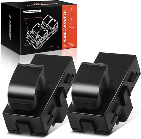 A-Premium Rear Side 2-PC Set Window Switch Compatible with Chevrolet Silverado 1500 2500 HD 3500HD, Traverse & GMC Sierra 1500, Acadia & Buick Enclave & Saturn Outlook, Replace# 22895546, 25877777 in Kuwait
