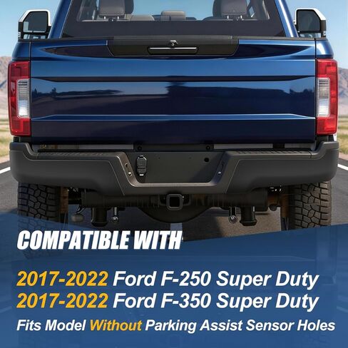 استبدال شريط خطوة المصد الخلفي من Auto Dynasty متوافق مع 2017-2022 Ford F-250 350 Super Duty، فتحات مستشعر غير قابلة للوقوف، FO1103199، طلاء مطابق (بريميرد) أسود، 17 18 19 20 21 22 in Kuwait