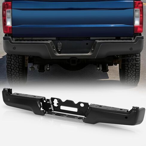 استبدال شريط خطوة المصد الخلفي من Auto Dynasty متوافق مع 2017-2022 Ford F-250 350 Super Duty، فتحات مستشعر غير قابلة للوقوف، FO1103199، طلاء مطابق (بريميرد) أسود، 17 18 19 20 21 22 in Kuwait