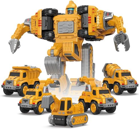 Drefirsa Transforming Toy, 5-in-1 Space Toy with 5 Pack Pull Back Truck for Boy Age 4-6 6-8, Education Robot Toy for 3 4 5 6 7 Year Old Boy Gift,Toddler Vehicle Toys for Birthday Christmas Party Favor in Saudi Arabia