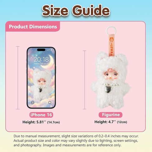Plush Blind Box, Kawaii Cute Mini Plush Doll Keychain, Random 1 of 7 Styles with Secret Edition, Movable Eyes Design, Collectible Plush Figure Toys, Gift for Kids Girls Teens & Adults (Single Box) in Saudi Arabia