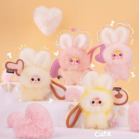 Baby Three Super Mini Bunny Series Plush Blind Box (1 of 28Possible Styles) English Letter Plush Pendant Cute Figures Collectible Toys Birthday Gifts (1Pc-Blind Box) in Saudi Arabia