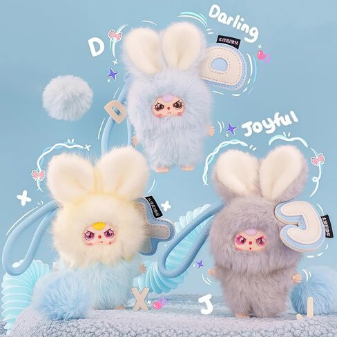 Baby Three Super Mini Bunny Series Plush Blind Box (1 of 28Possible Styles) English Letter Plush Pendant Cute Figures Collectible Toys Birthday Gifts (1Pc-Blind Box) in Saudi Arabia