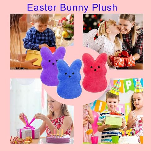 SHIRIA 12 PCS Easter Bunny Plush Toys Decorations, Cute Animal Bunny Stuffed Doll, Party Favors and Classroom Prize Supplies, Easter Basket Stuffers Gift for Girls Boys in Saudi Arabia
