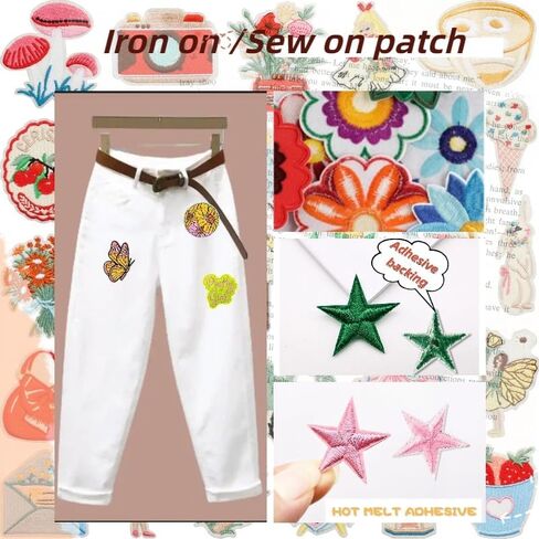 29 Pcs Whimsical Fairy & Flower Iron On Patches,Cute Embroidery Applique DIY Sew On Patches Decoration Accessory for Clothes,Backpacks,Jacket,Vest,T-Shirt,Hats,Jeans in Saudi Arabia