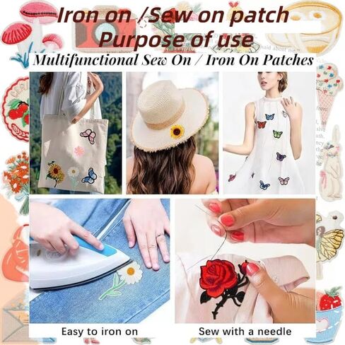 29 Pcs Whimsical Fairy & Flower Iron On Patches,Cute Embroidery Applique DIY Sew On Patches Decoration Accessory for Clothes,Backpacks,Jacket,Vest,T-Shirt,Hats,Jeans in Saudi Arabia