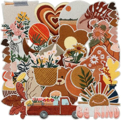 29 Pcs Whimsical Fairy & Flower Iron On Patches,Cute Embroidery Applique DIY Sew On Patches Decoration Accessory for Clothes,Backpacks,Jacket,Vest,T-Shirt,Hats,Jeans in Saudi Arabia