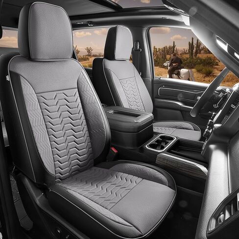 غطاء مقعد سيارة من الجلد باللون الأحمر المطر البني لسيارة Chevy Silverado 2019-2025 1500 2500 3500 Crew Cab Double Extended Regular Cab LT LZT RST Trail Boss, GMC Sierra 2020-2026 (Silverado-Brown+Orange-2019/2025) in Kuwait