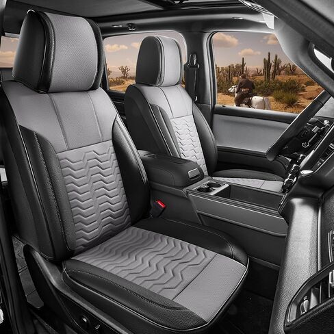 غطاء مقعد سيارة من الجلد باللون الأحمر المطر البني لسيارة Chevy Silverado 2019-2025 1500 2500 3500 Crew Cab Double Extended Regular Cab LT LZT RST Trail Boss, GMC Sierra 2020-2026 (Silverado-Brown+Orange-2019/2025) in Kuwait