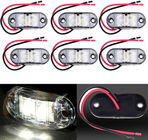 6x واضح 2 ديود LED مقطورة الجانب ماركر ضوء البيضاوي مقطورة تشغيل أضواء مقاوم للماء مقطورة ماركر أضواء Indiors مختومة مقاوم للماء ل RV لكل in Kuwait