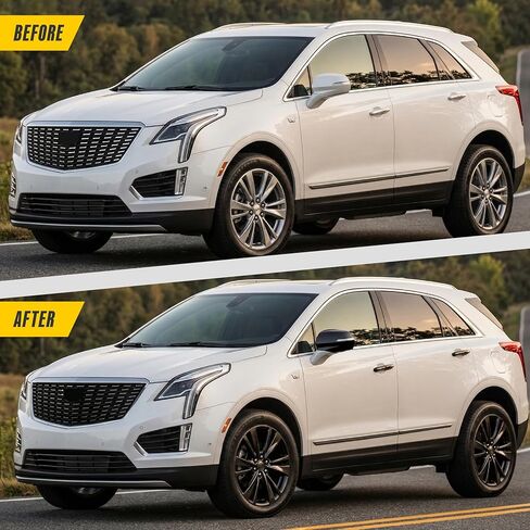 Trim Illusion Chrome Delete Gloss Black Patented Grille Overlay for 2020-2026 Cadillac XT5 | Easy No-Tool Install | US Patented in Saudi Arabia