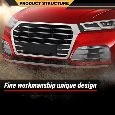 غطاء خفيف للضباب مزود بإطار شبكي أمامي متوافق مع Audi Q5 2018-2022 الإصدار القياسي، غير مناسب لنمط S-line 80A807679D، 80A807680D أسود وكروم in Kuwait