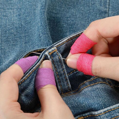 4PCS Thimble Tape for Hand Sewing, Self-Adhesive Finger Tape Sewing Finger Protector Breathable Nail Bandage for Quilting, Embroidery DIY Crafts (Rose Red, Green, Purple, Blue) in Saudi Arabia