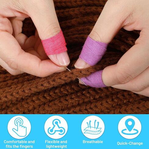 4PCS Thimble Tape for Hand Sewing, Self-Adhesive Finger Tape Sewing Finger Protector Breathable Nail Bandage for Quilting, Embroidery DIY Crafts (Rose Red, Green, Purple, Blue) in Saudi Arabia