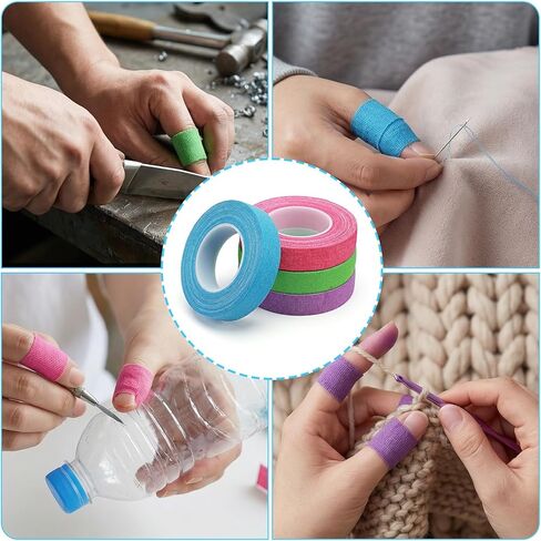 4PCS Thimble Tape for Hand Sewing, Self-Adhesive Finger Tape Sewing Finger Protector Breathable Nail Bandage for Quilting, Embroidery DIY Crafts (Rose Red, Green, Purple, Blue) in Saudi Arabia