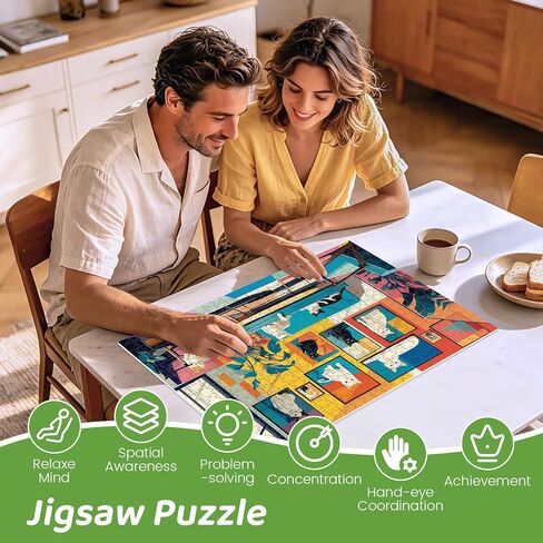 500 Piece Puzzle for Adults, Cat Themed Jigsaw Puzzles 500 Pieces for Adult Senior, Animals Puzzle 500 Piece, Funny Cat Pet Lover Jigsaw Puzzle, Home Decor Birthday Party Activity Gift 20.5x15in in Saudi Arabia