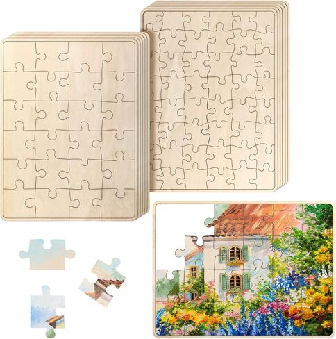 Seenelling 20 حزمة من الألغاز الخشبية الفارغة للرسم على 5.5 × 8 بوصة، 28 قطعة و12 قطعة من الألغاز الخشبية الفارغة للأنشطة اليدوية والفنون والحرف اليدوية أو هدايا الحفلات in Kuwait