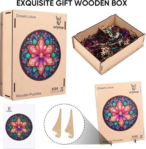 Ixfyloop Wooden Puzzles for Adults, Mandala Puzzle 200 Pieces, Wood Jigsaw Puzzles Unique Shape, Mandala Game Wooden Puzzles for Adults Birthday Gift, 11.2x11.2 inch in Kuwait