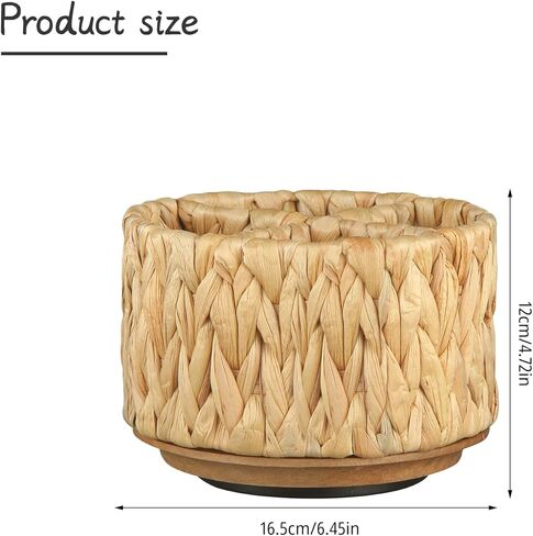 360 Swivel TV Remote Control Holder, Woven Water Hyacinth Desk Organizer, Rattan Pen Holder for Table, Boho Spinning Wicker Caddy for Art Supplies, Stationery, Office Living Room Bedside Decor in Kuwait