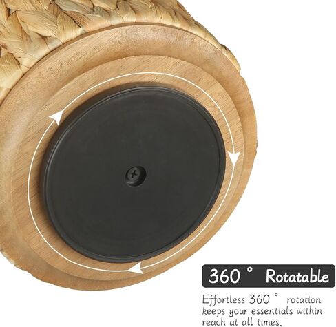 360 Swivel TV Remote Control Holder, Woven Water Hyacinth Desk Organizer, Rattan Pen Holder for Table, Boho Spinning Wicker Caddy for Art Supplies, Stationery, Office Living Room Bedside Decor in Kuwait