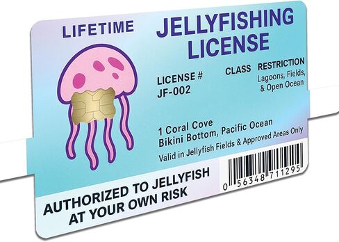 Jellyfishing License – Credit Card Skin Sticker Cover Decal Wrap 2-Pack – Ocean Adventure Permit Parody Design in Saudi Arabia