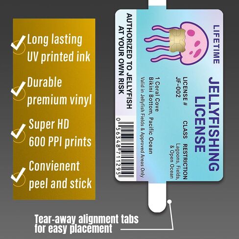 Jellyfishing License – Credit Card Skin Sticker Cover Decal Wrap 2-Pack – Ocean Adventure Permit Parody Design in Saudi Arabia