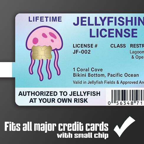 Jellyfishing License – Credit Card Skin Sticker Cover Decal Wrap 2-Pack – Ocean Adventure Permit Parody Design in Saudi Arabia