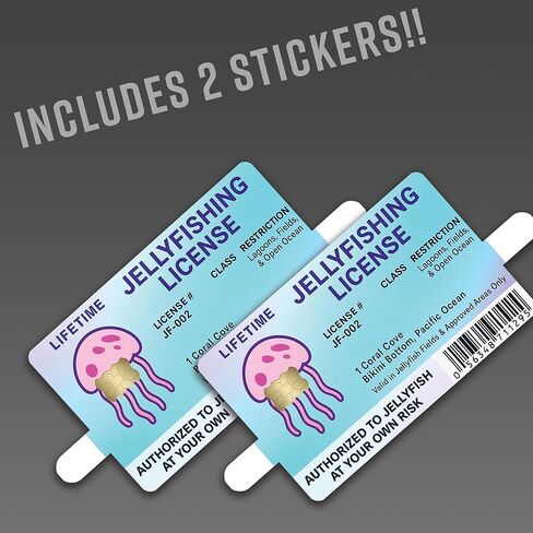 Jellyfishing License – Credit Card Skin Sticker Cover Decal Wrap 2-Pack – Ocean Adventure Permit Parody Design in Saudi Arabia