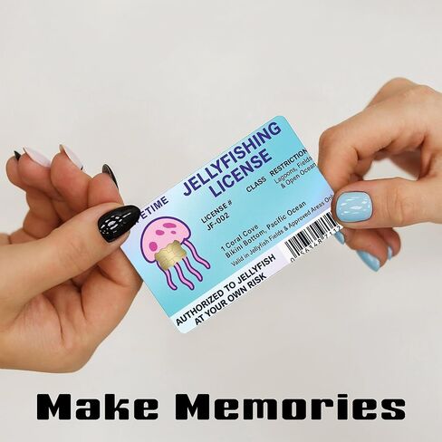 Jellyfishing License – Credit Card Skin Sticker Cover Decal Wrap 2-Pack – Ocean Adventure Permit Parody Design in Saudi Arabia