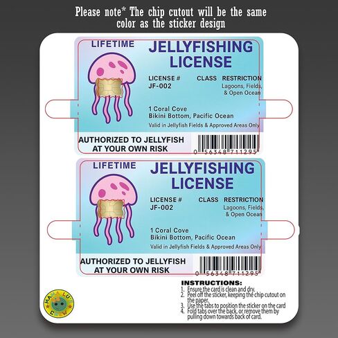 Jellyfishing License – Credit Card Skin Sticker Cover Decal Wrap 2-Pack – Ocean Adventure Permit Parody Design in Saudi Arabia