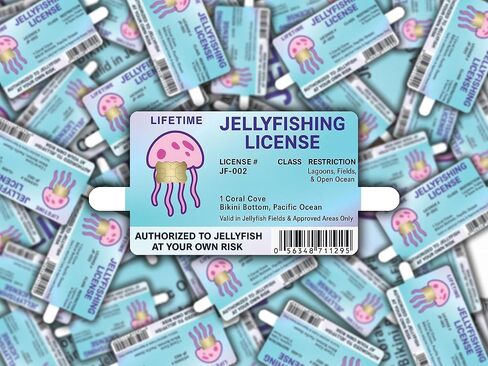Jellyfishing License – Credit Card Skin Sticker Cover Decal Wrap 2-Pack – Ocean Adventure Permit Parody Design in Saudi Arabia