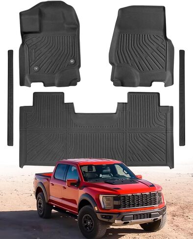 Floor Mats for Ford F150 Supercab/Extended cab 2015-2026 (Not Fit Supercrew Cab) with Door Sill Guards, All Weather Rubber Floor Mats for Car F-150 Car Accessories, 3PCS Black Liner for F150 Super Cab in Kuwait