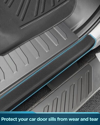 Floor Mats for Ford F150 Supercab/Extended cab 2015-2026 (Not Fit Supercrew Cab) with Door Sill Guards, All Weather Rubber Floor Mats for Car F-150 Car Accessories, 3PCS Black Liner for F150 Super Cab in Kuwait