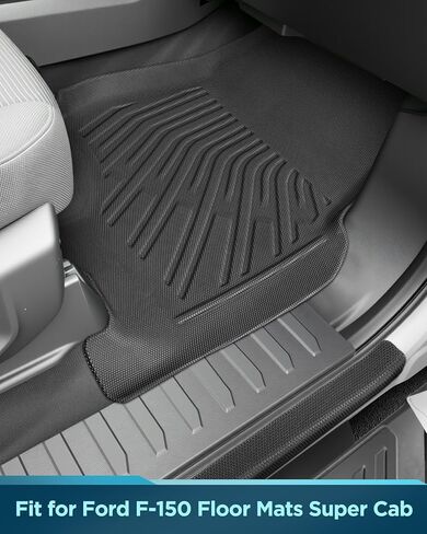 Floor Mats for Ford F150 Supercab/Extended cab 2015-2026 (Not Fit Supercrew Cab) with Door Sill Guards, All Weather Rubber Floor Mats for Car F-150 Car Accessories, 3PCS Black Liner for F150 Super Cab in Kuwait