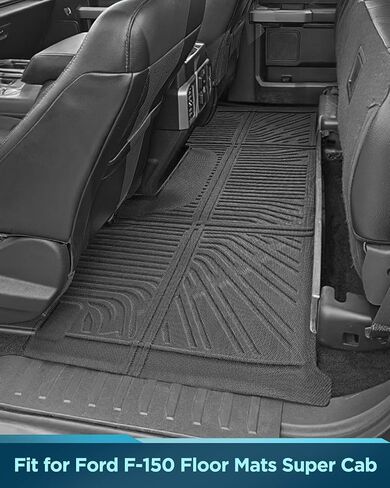 Floor Mats for Ford F150 Supercab/Extended cab 2015-2026 (Not Fit Supercrew Cab) with Door Sill Guards, All Weather Rubber Floor Mats for Car F-150 Car Accessories, 3PCS Black Liner for F150 Super Cab in Kuwait