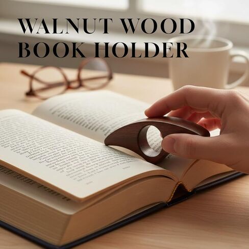Thumb Book Page Holder - Walnut Wood Page Holder with Smooth Finish, Handmade Reading Accessory Gift for Book Lovers (Brown) in Saudi Arabia