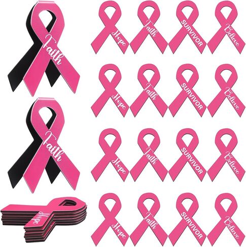 24 Pcs Breast Cancer Awareness Accessories Magnetic Bookmark Bulk Cancer Awareness Accessories Gifts Pink Ribbon Bookmarks or Charity, Office, Fundraiser Events in Kuwait