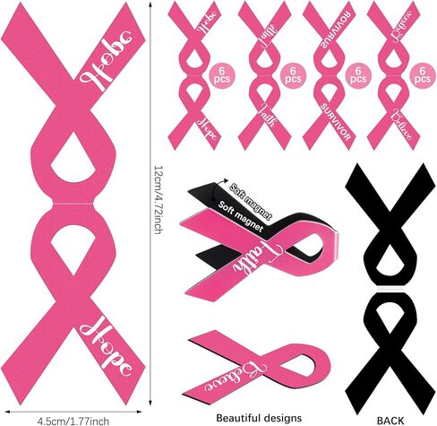 24 Pcs Breast Cancer Awareness Accessories Magnetic Bookmark Bulk Cancer Awareness Accessories Gifts Pink Ribbon Bookmarks or Charity, Office, Fundraiser Events in Kuwait