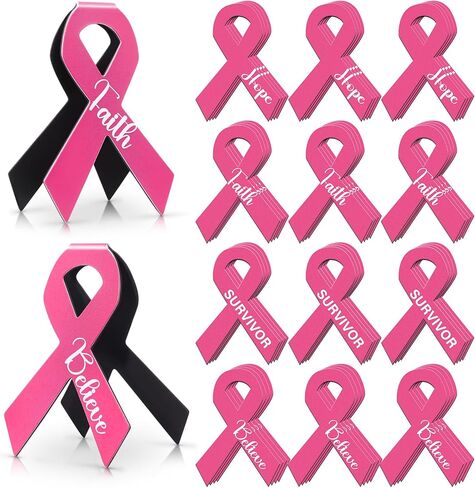 24 Pcs Breast Cancer Awareness Accessories Magnetic Bookmark Bulk Cancer Awareness Accessories Gifts Pink Ribbon Bookmarks or Charity, Office, Fundraiser Events in Kuwait